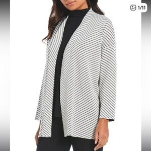 Eileen Fisher | optic stripe silk/organic cotton open cardigan
